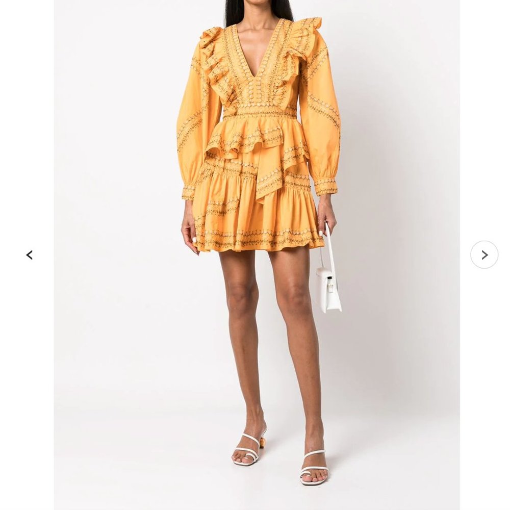 NWT Ulla Johnson Anais Ruffle Dress - Papaya - Sz 6